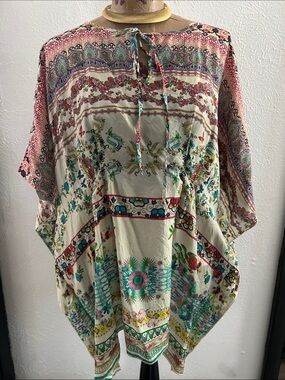 Johnny Was Floral Cream Multicolor Swim Coverup